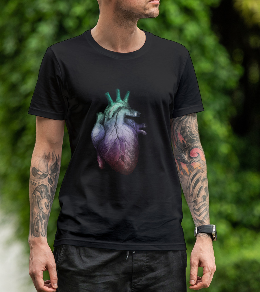 Anatomical Heart Illustration Aorta Pulmonary Artery Vena Cava Ventricle Atrium T-Shirt