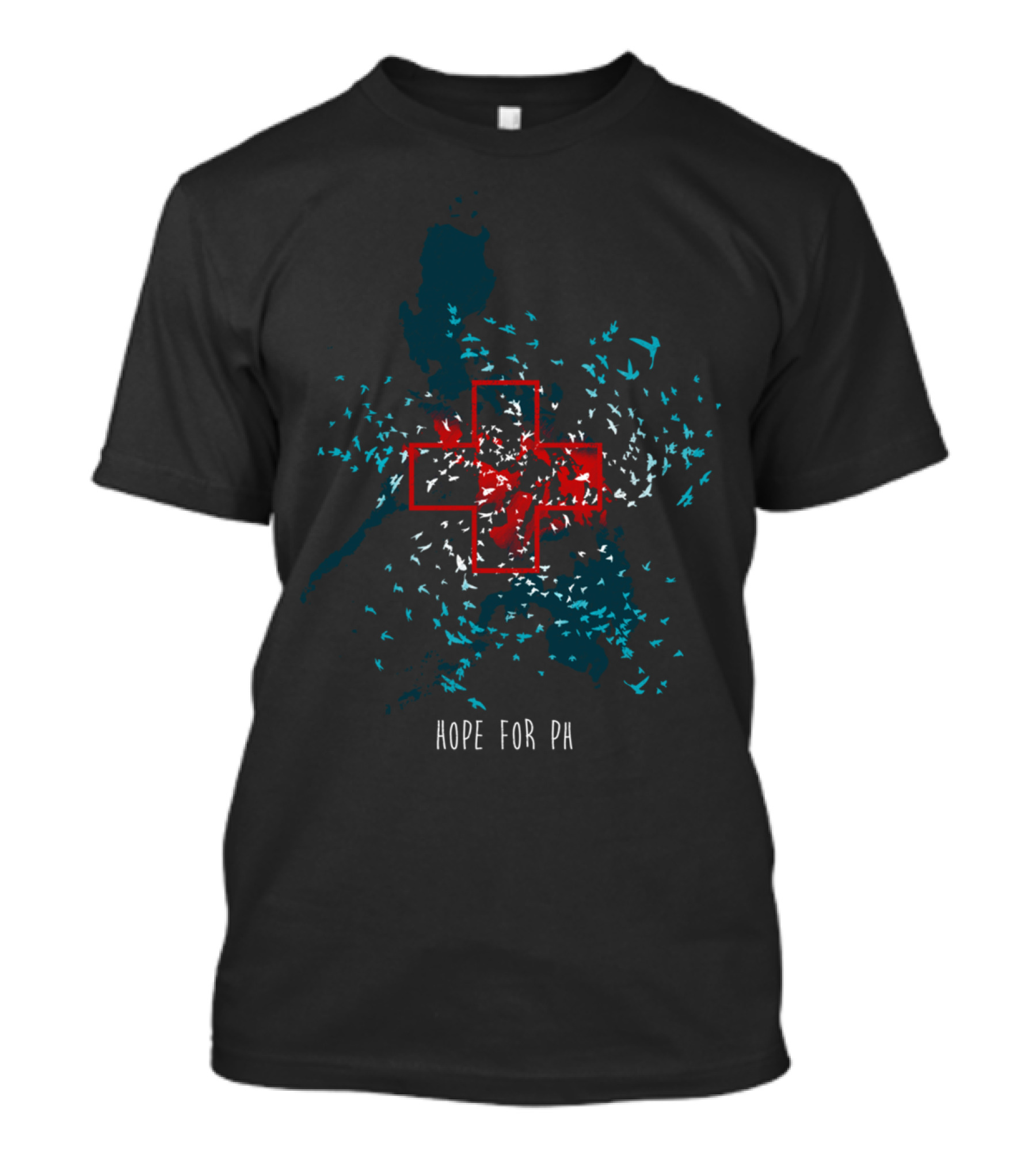 Hope For PH Red Cross Map With Flying Birds By Song T-Shirt