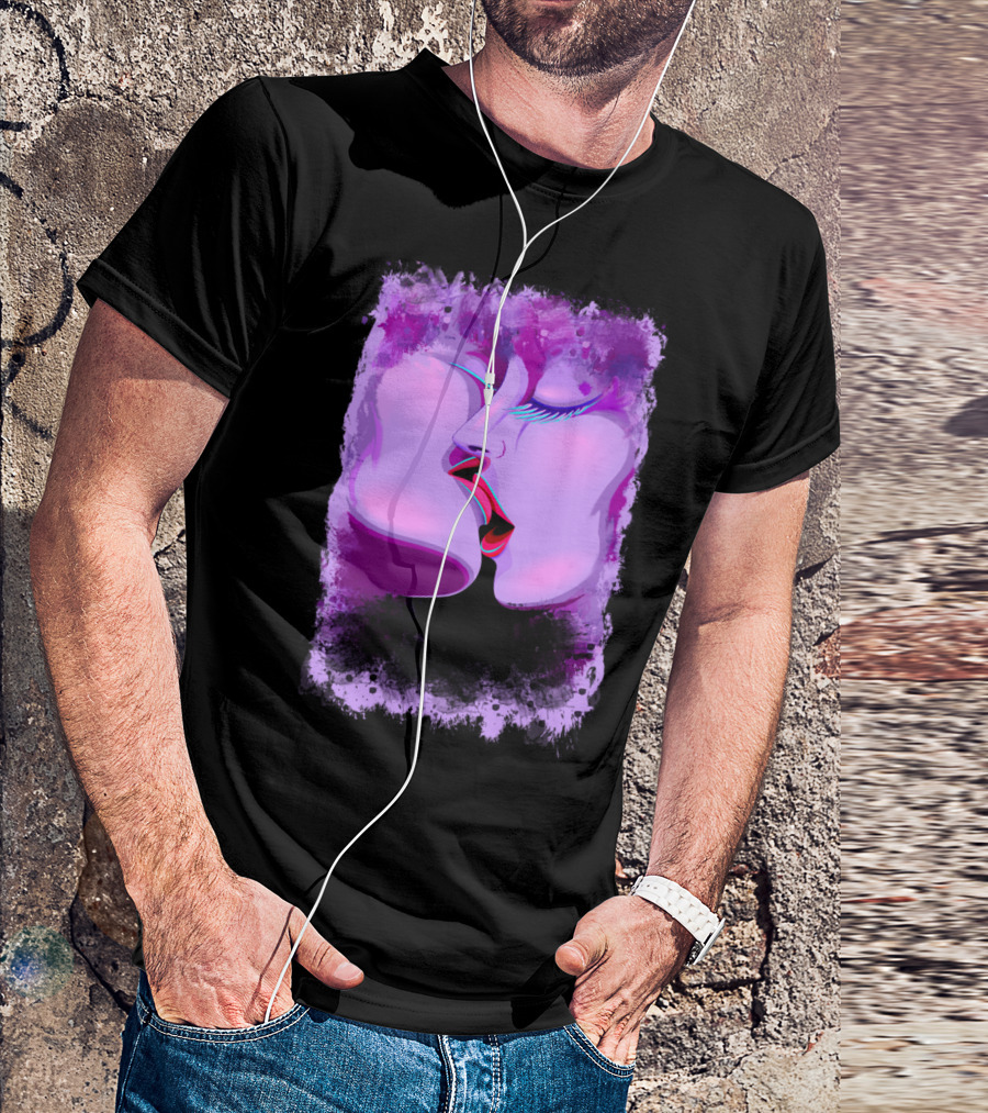 Lovers Kiss Ultraviolet Passionate Romance T-Shirt