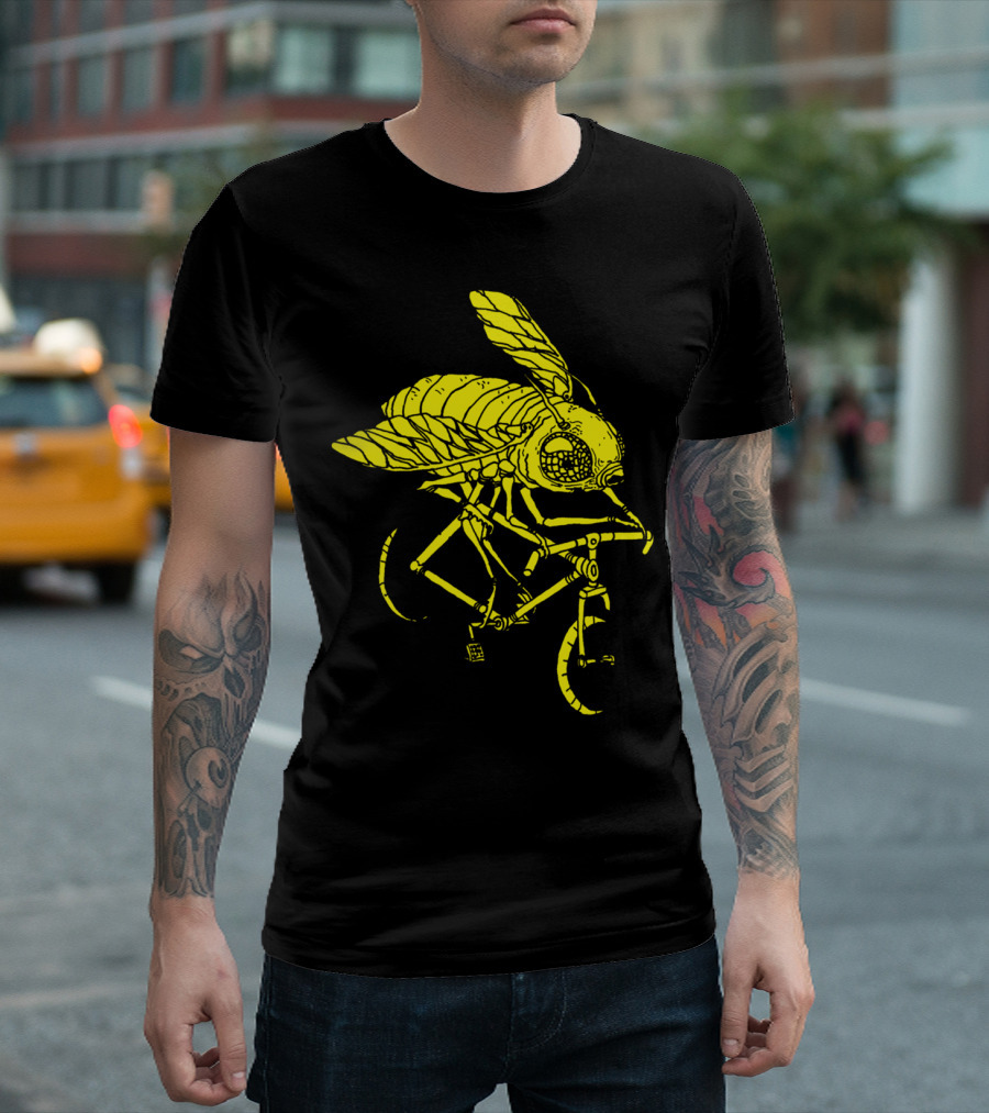 Flycycle Yellow Insect Riding Bicycle T-Shirt