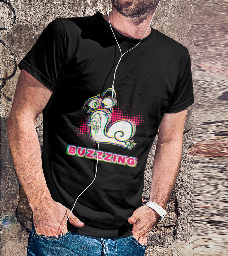 BUZZZING Retro Cartoon Vibe With Glitch Effect T-Shirt