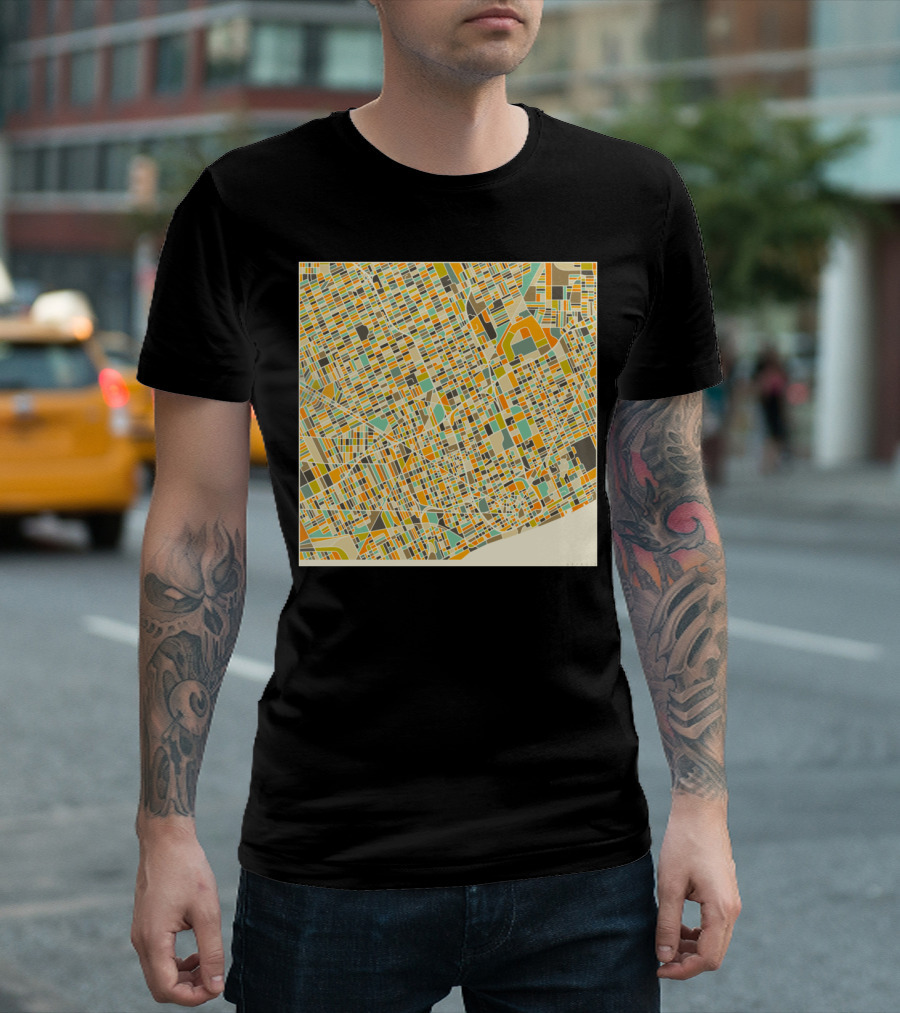 Detroit Urban Map Colorful Grid T-Shirt