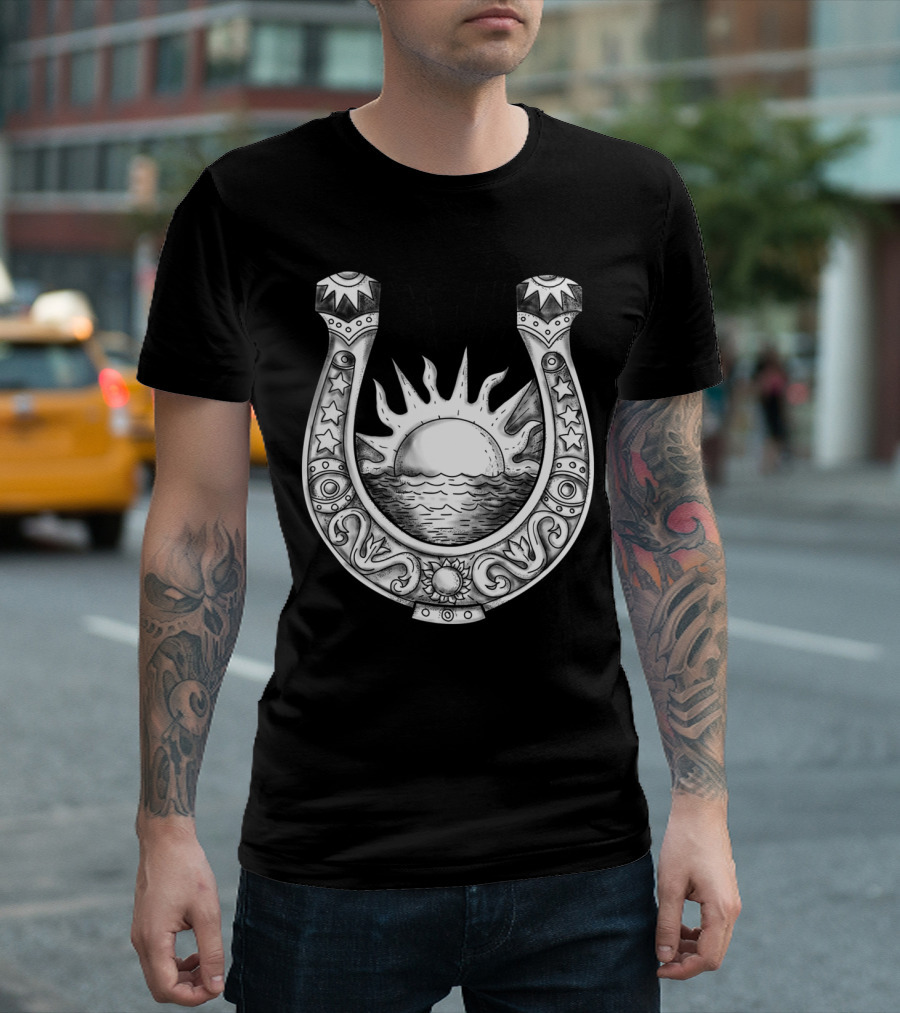 Sun And Sea Within Horseshoe Tattoo T-Shirt