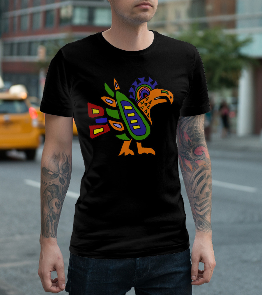Cool Artistic Aztec Tribal Eagle Colorful Geometric T-Shirt