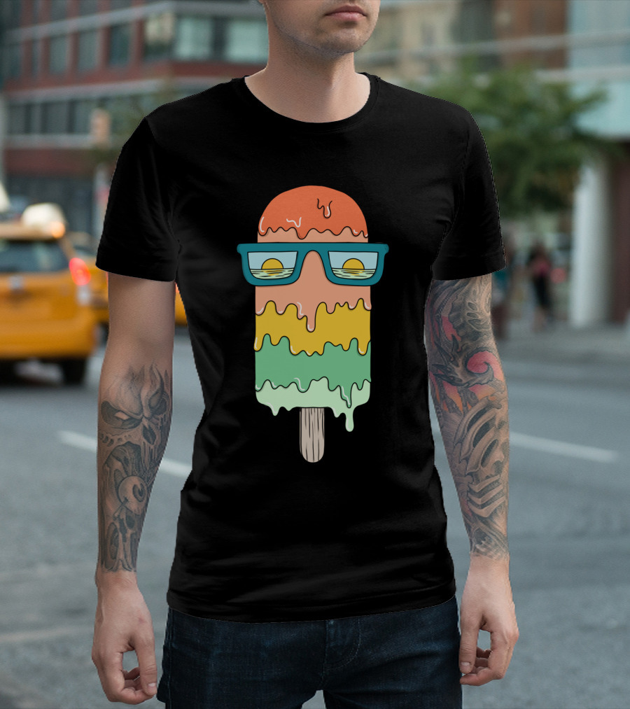 Hot Ice Cream Summer Sunglasses Sunset Popsicle Melting T-Shirt