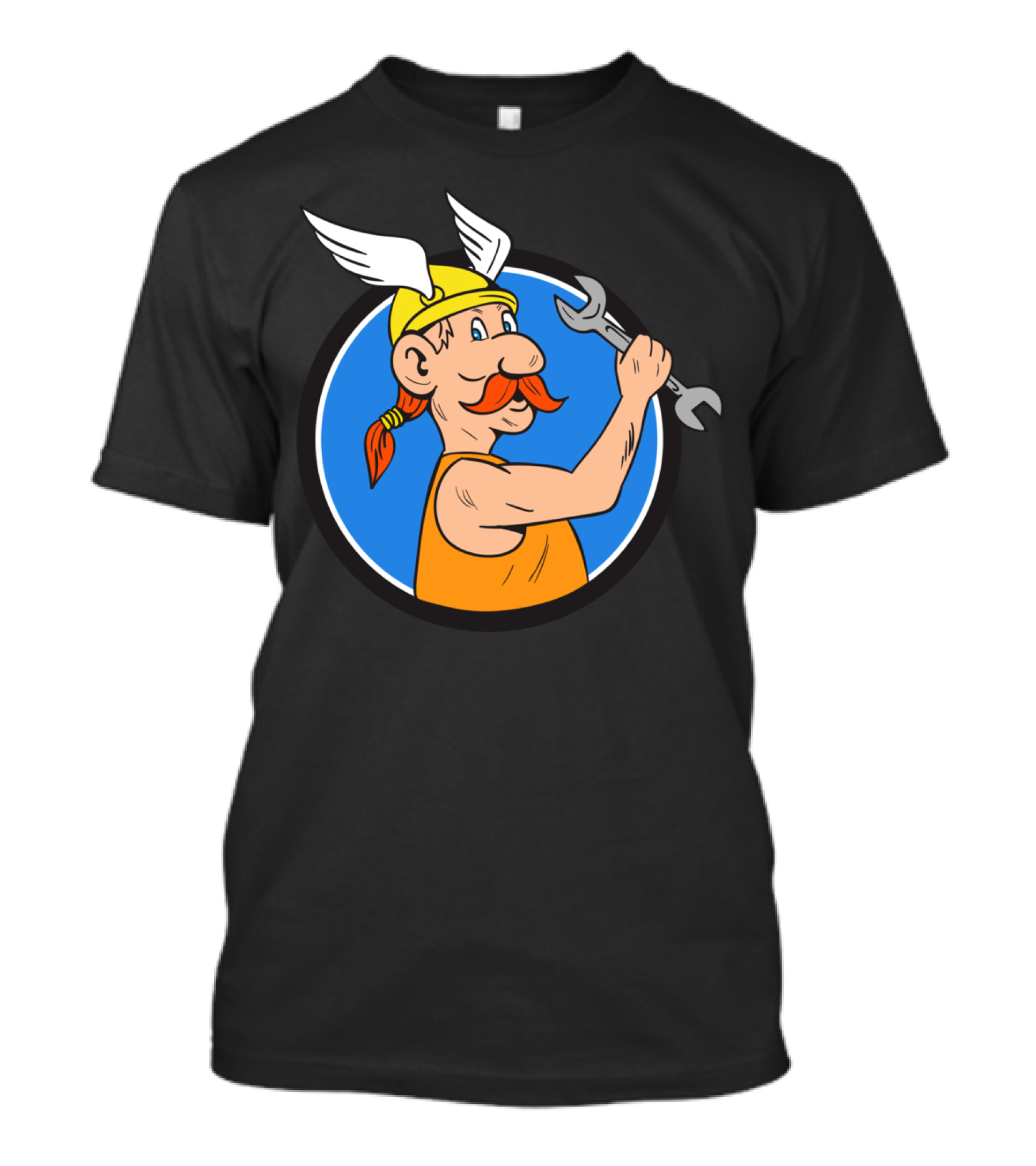 Viking Repairman With Winged Helmet Holding Spanner In Circle T-Shirt
