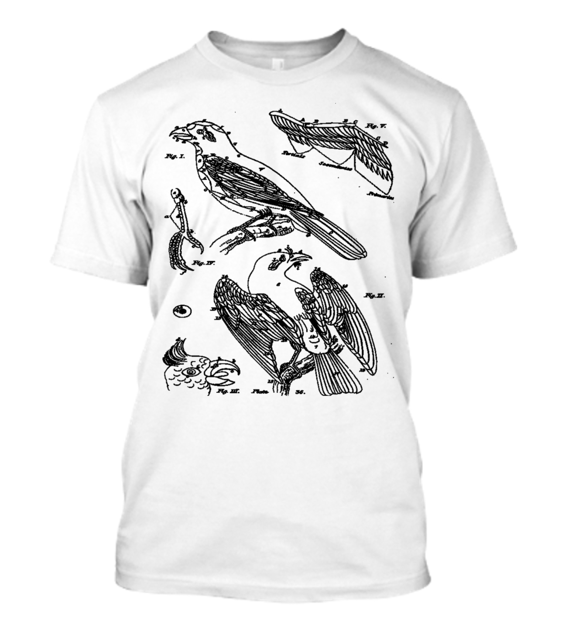 Raven Cockatoo Parrot Bird Scientific Diagram Figures T-Shirt