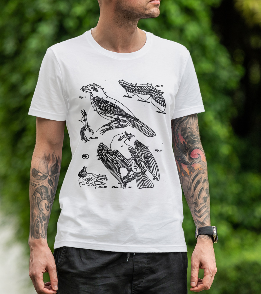 Raven Cockatoo Parrot Bird Scientific Diagram Figures T-Shirt