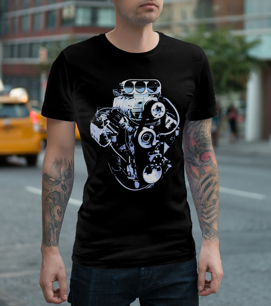 High Performance Blue Big Block Engine T-Shirt