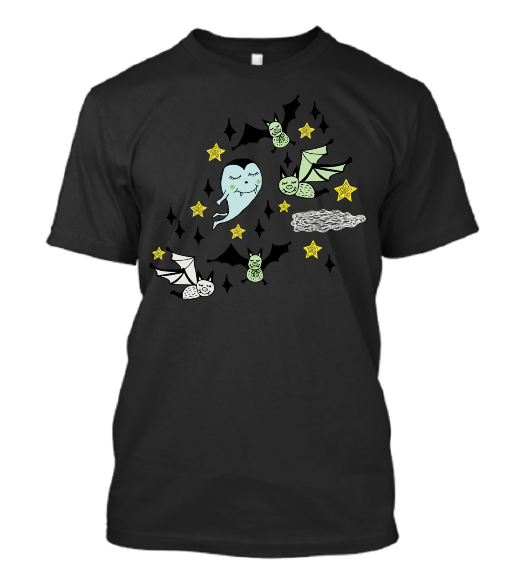 Vince The Vampire Ghost With Bats And Stars T-Shirt