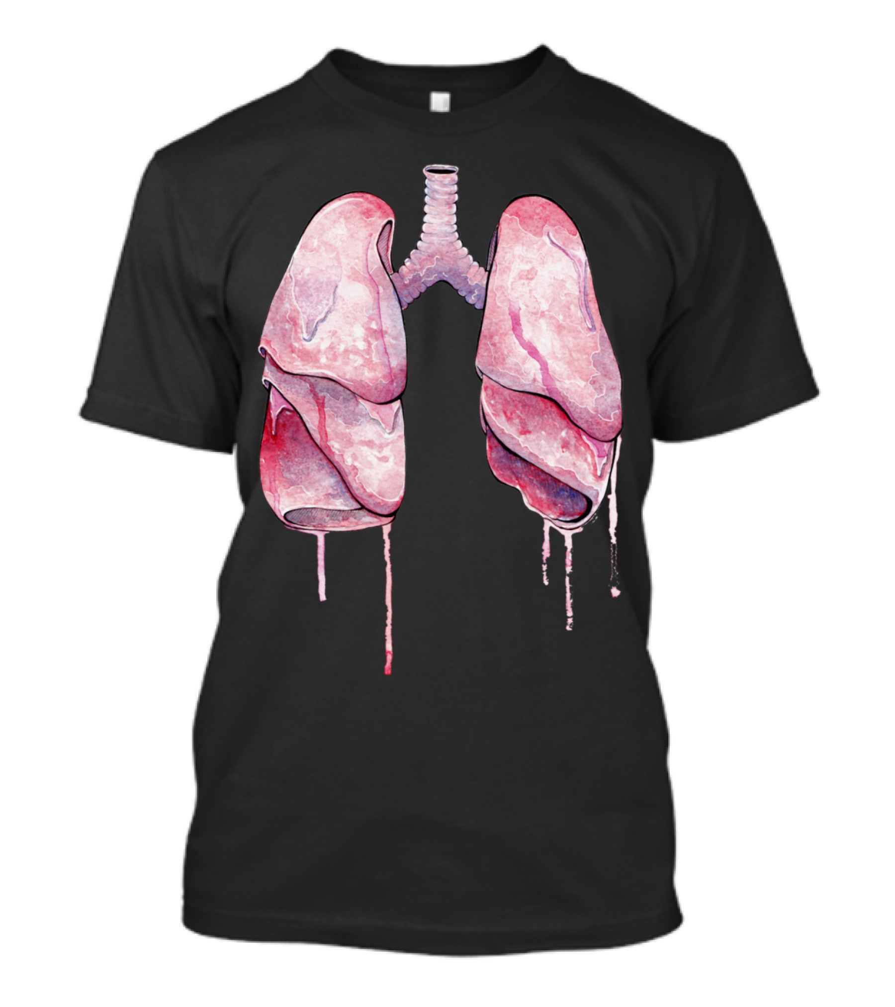 Lungs Stick Anatomy Drip Pink Watercolor T-Shirt