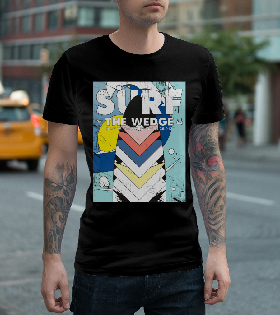 SURF THE WEDGE N 33° 36' 10.03 W 117° 54' 36.913 T-Shirt