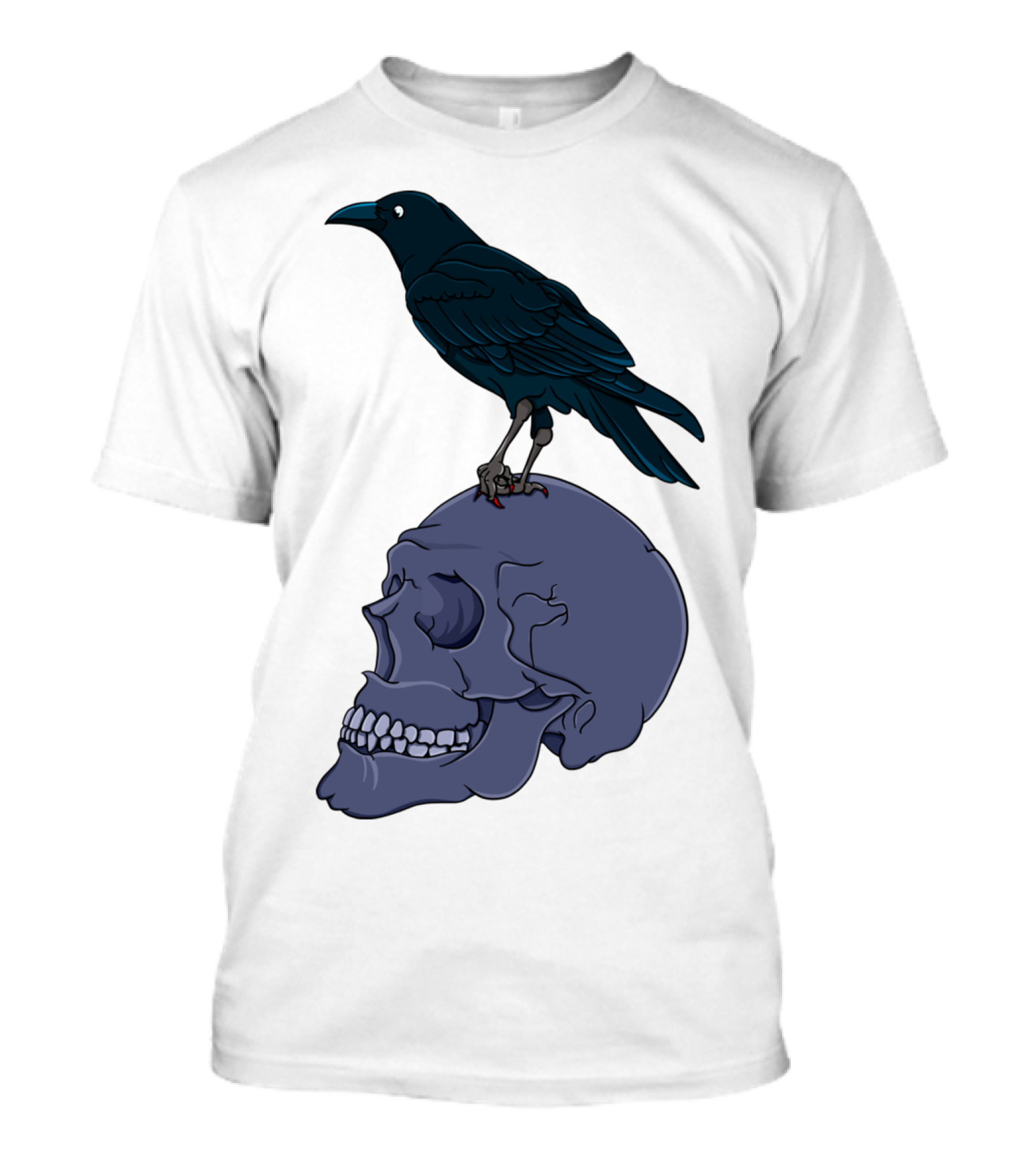 Raven Perched On Human Skull T-Shirt