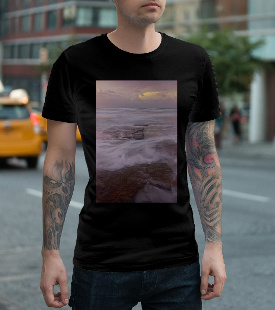 Cable Beach Dark Ocean Waves Sunset Scene T-Shirt