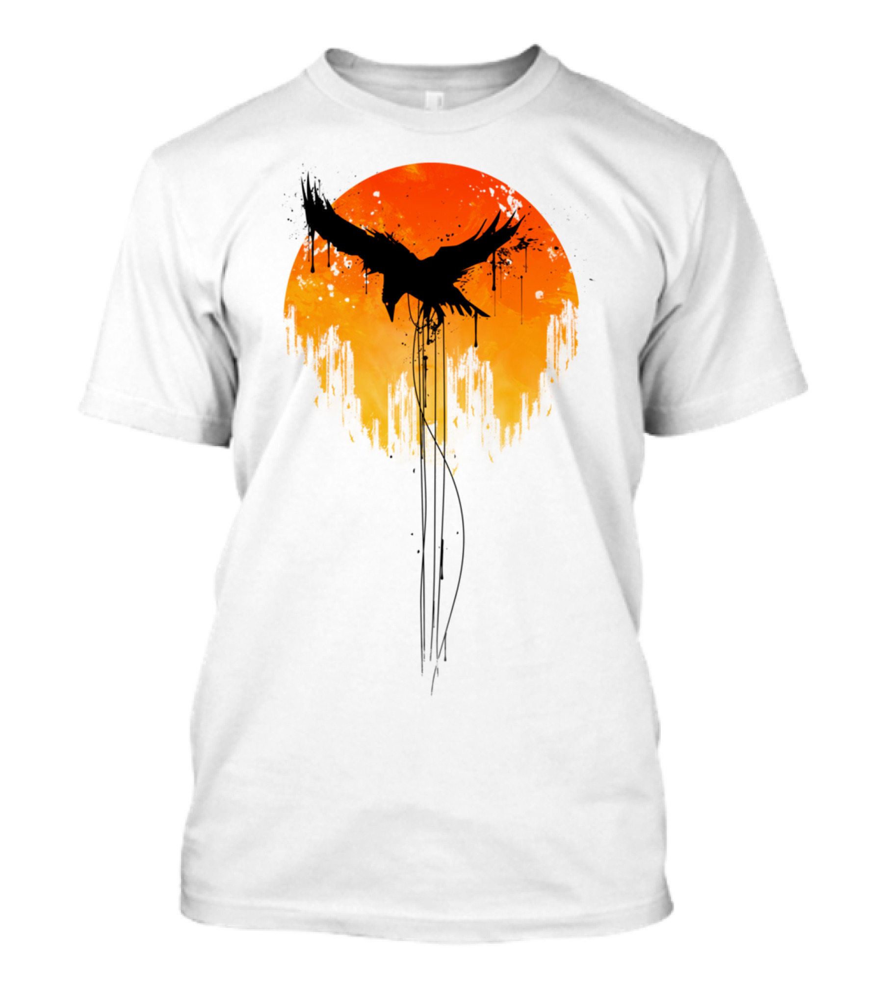 Raven Rises In Orange Sunset Skyline T-Shirt