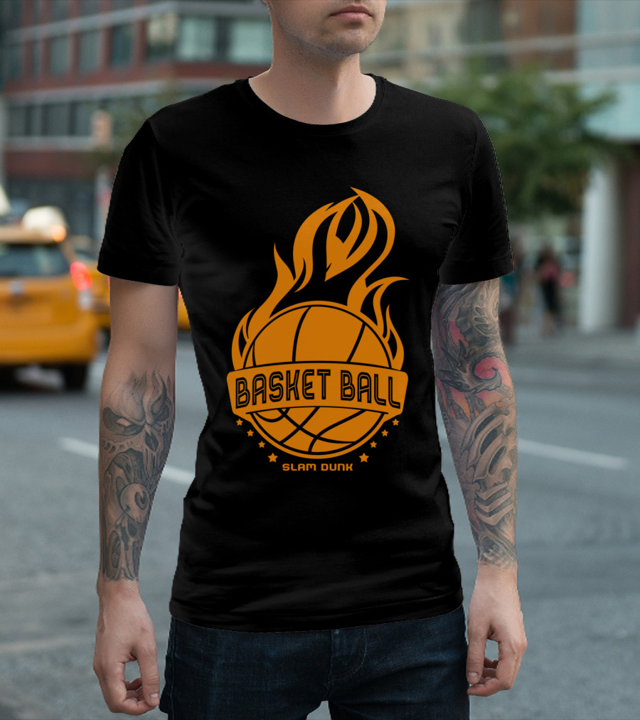 Basket Ball Slam Dunk Flame T-Shirt