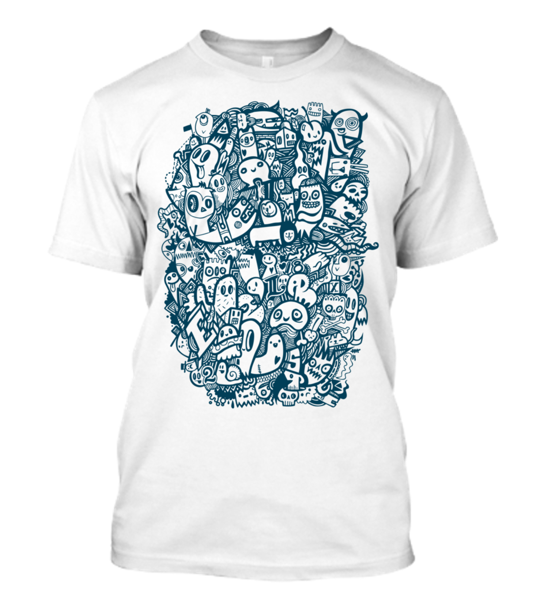 Blue Doodle Monster Mashup Collection T-Shirt