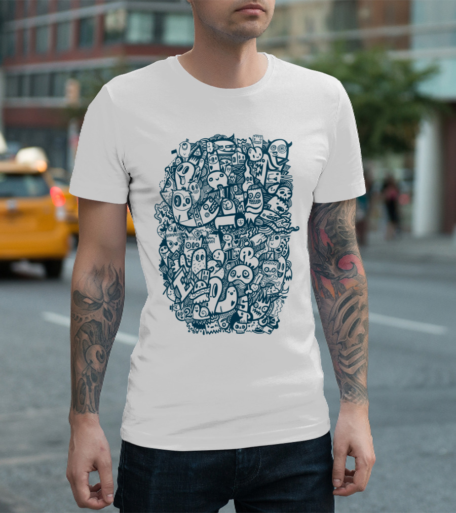 Blue Doodle Monster Mashup Collection T-Shirt