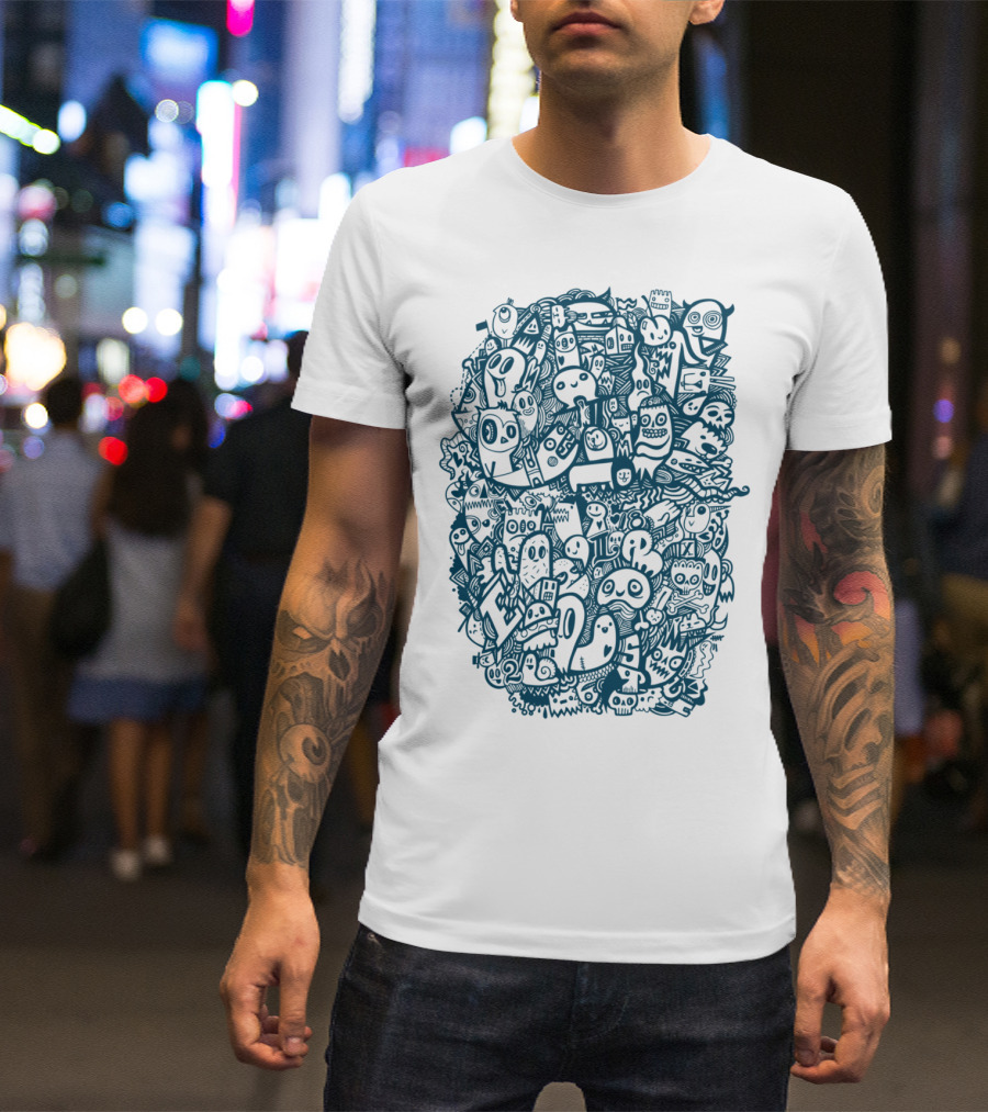 Blue Doodle Monster Mashup Collection T-Shirt