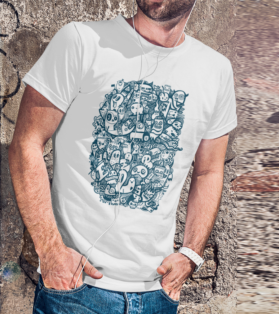 Blue Doodle Monster Mashup Collection T-Shirt