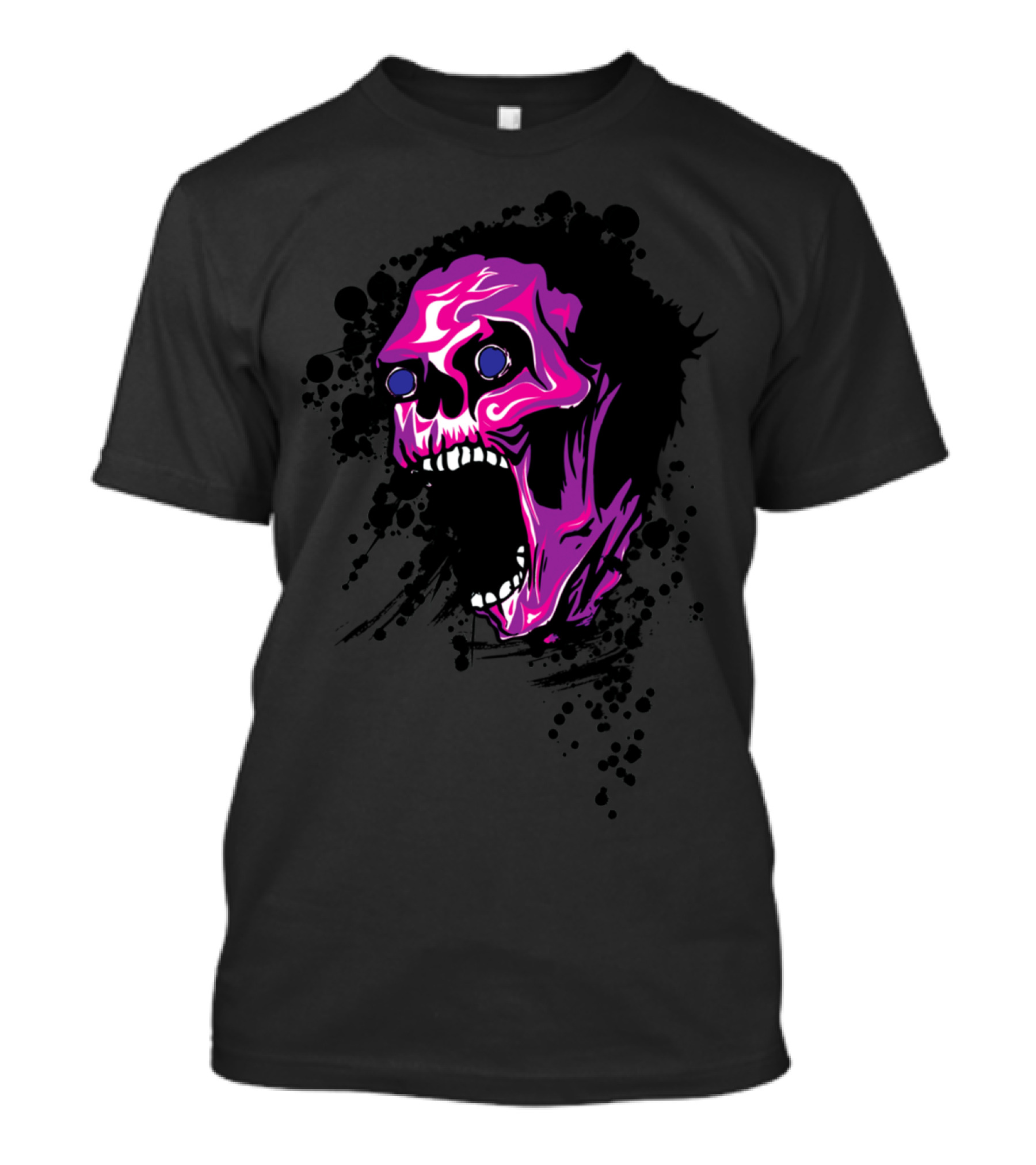 Cool Colorful Wicked Skull With Paint Splatters T-Shirt