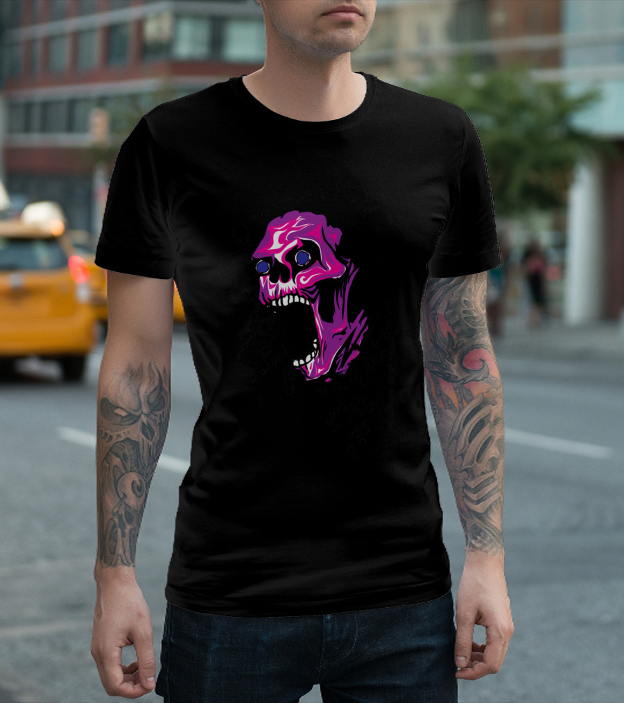Cool Colorful Wicked Skull With Paint Splatters T-Shirt
