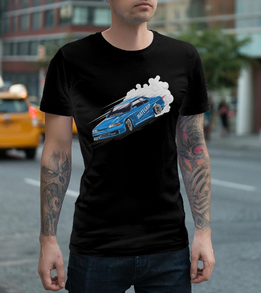 HATEGRIP Blue Drifting Car T-Shirt