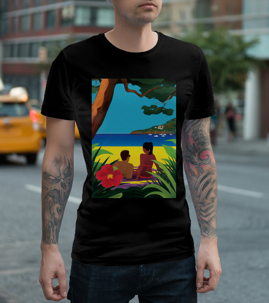 A Shaded Beach Relaxation Under Tropical Trees T-Shirt