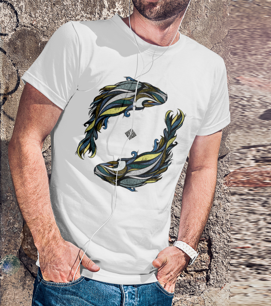 Koi Fish Yin Yang Blue Fish T-Shirt