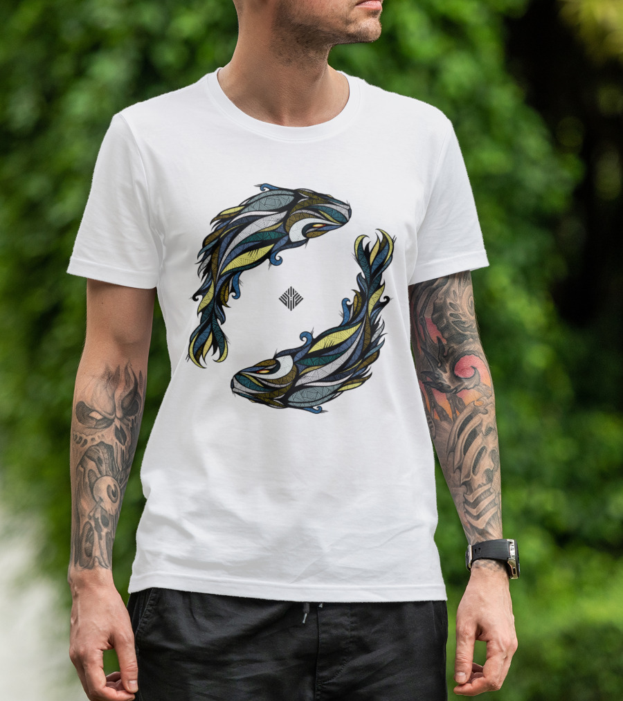 Koi Fish Yin Yang Blue Fish T-Shirt