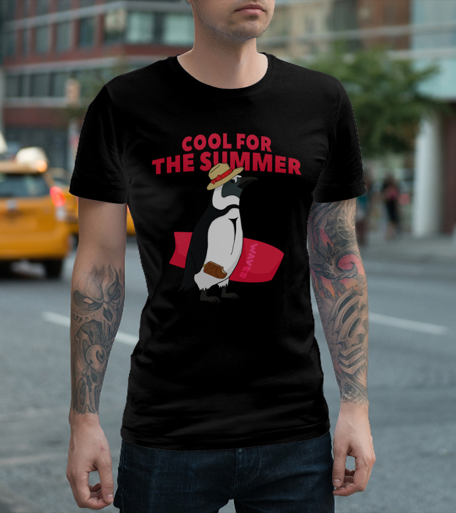 COOL FOR THE SUMMER PENGUIN WAVES HAT SURFBOARD T-Shirt