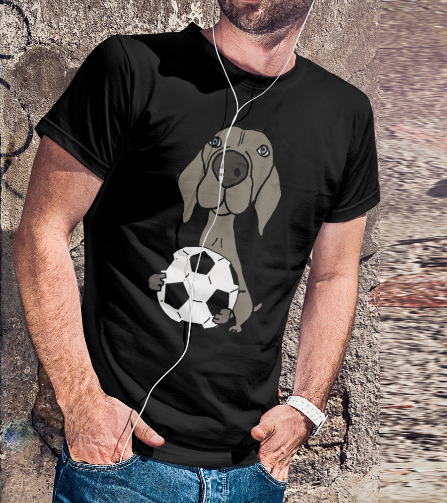 Cool Weimaraner Dog Playing Soccer Ball T-Shirt