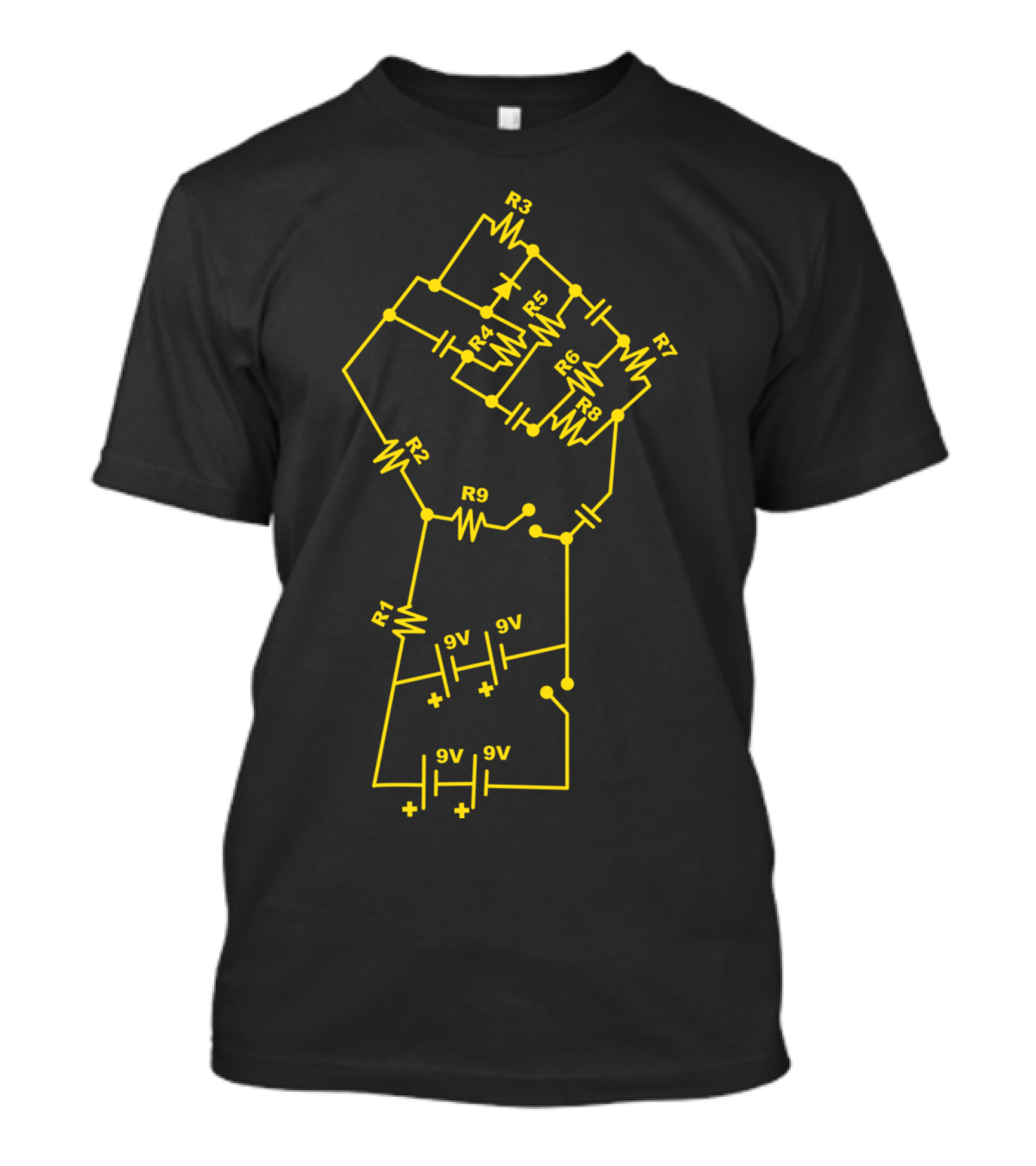 Re Volt 9V Circuit Schematic Fist R1 R2 R3 R4 R5 R6 R7 R8 R9 T-Shirt