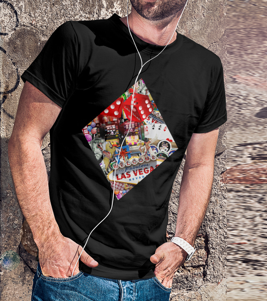 Welcome To Fabulous Las Vegas Diamond Playing Card Shape T-Shirt