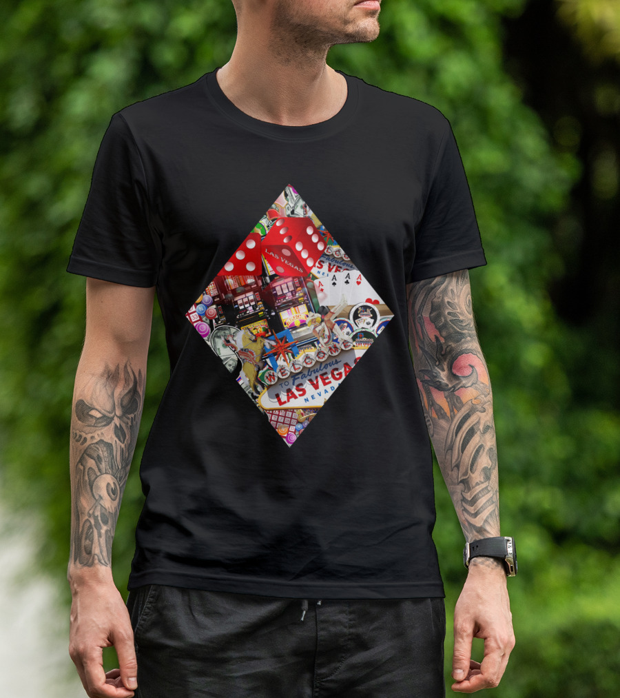 Welcome To Fabulous Las Vegas Diamond Playing Card Shape T-Shirt