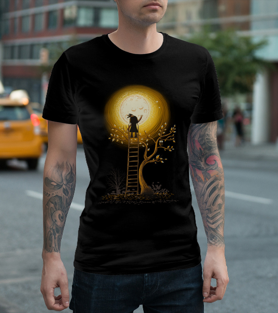 Reach The Moon with Ladder and Glowing Tree T-Shirt
