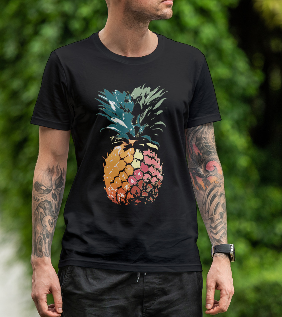 Nice Painted Colored Pineapple Drawing T-Shirt