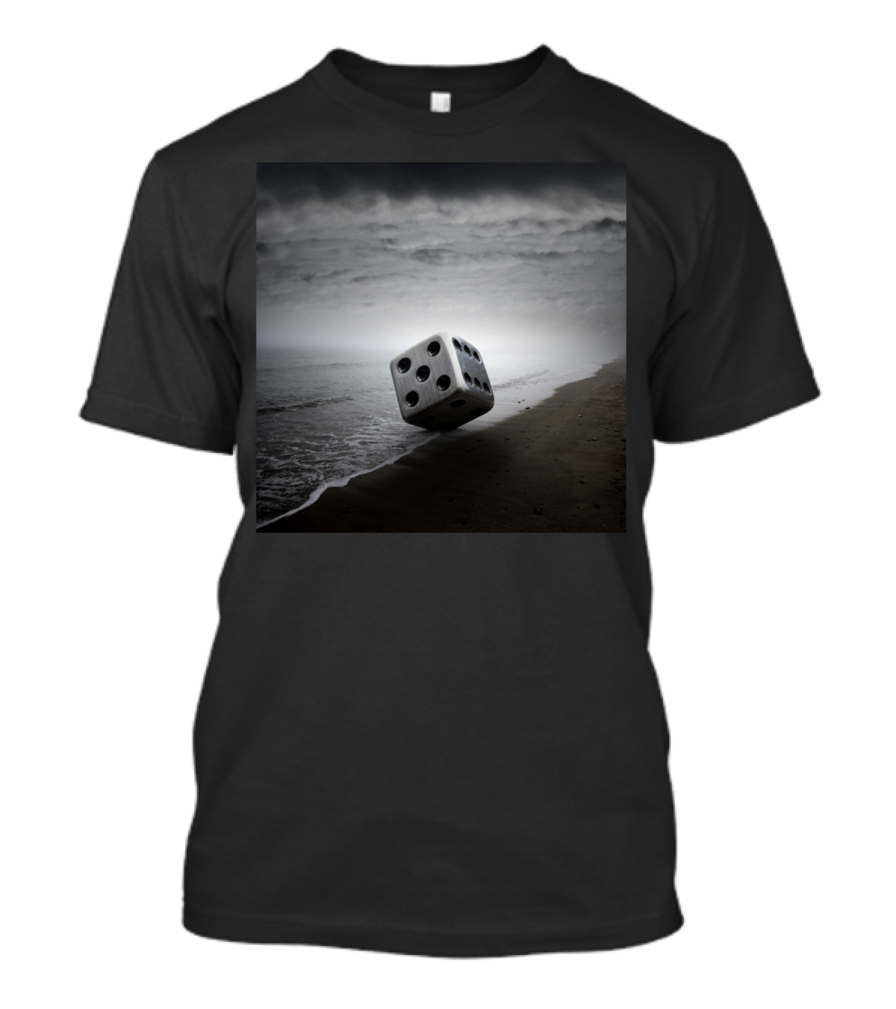 Dice On Mysterious Beach With Stormy Sky T-Shirt
