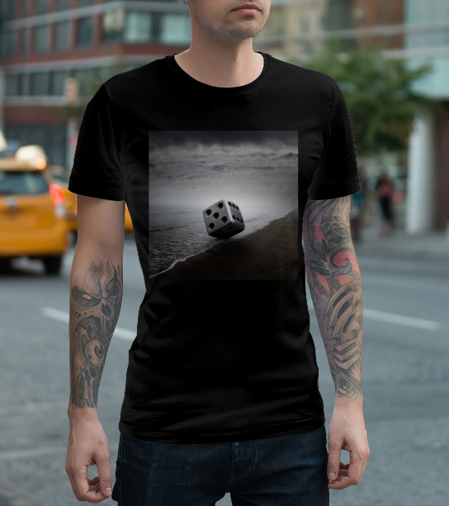 Dice On Mysterious Beach With Stormy Sky T-Shirt