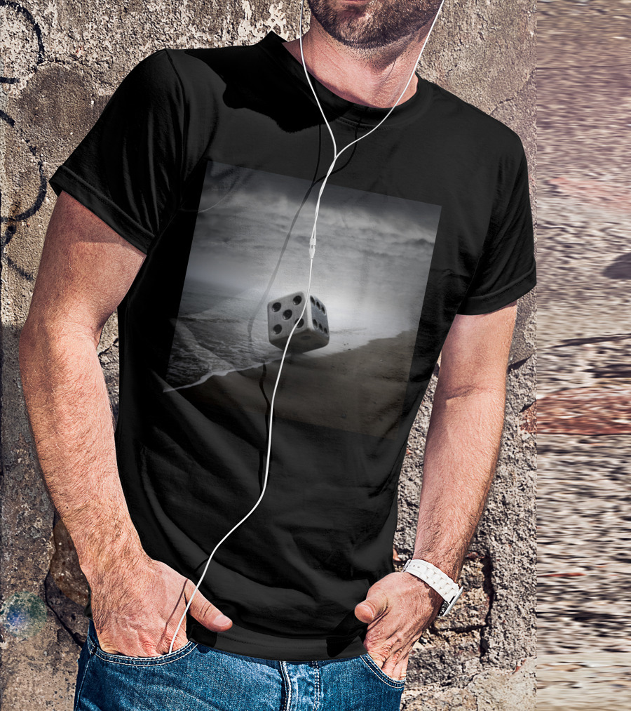 Dice On Mysterious Beach With Stormy Sky T-Shirt