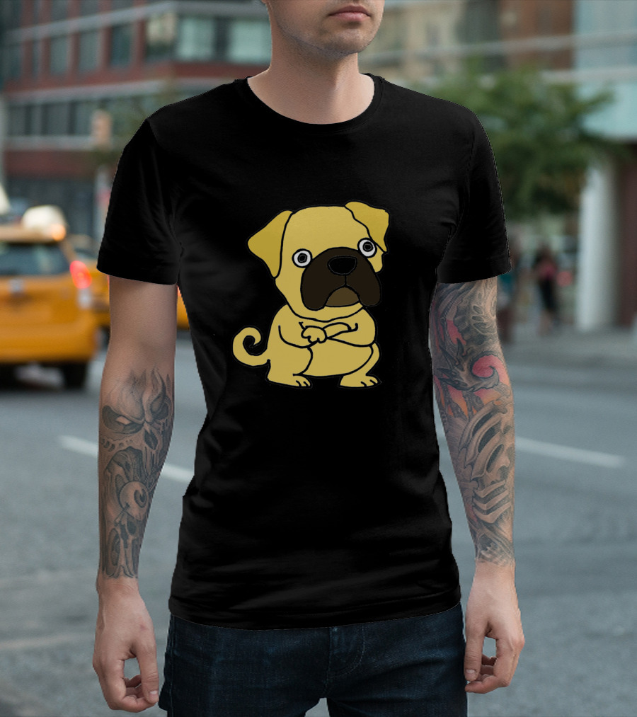 Cool Funny Grumpy Pug Dog Cartoon Character T-Shirt