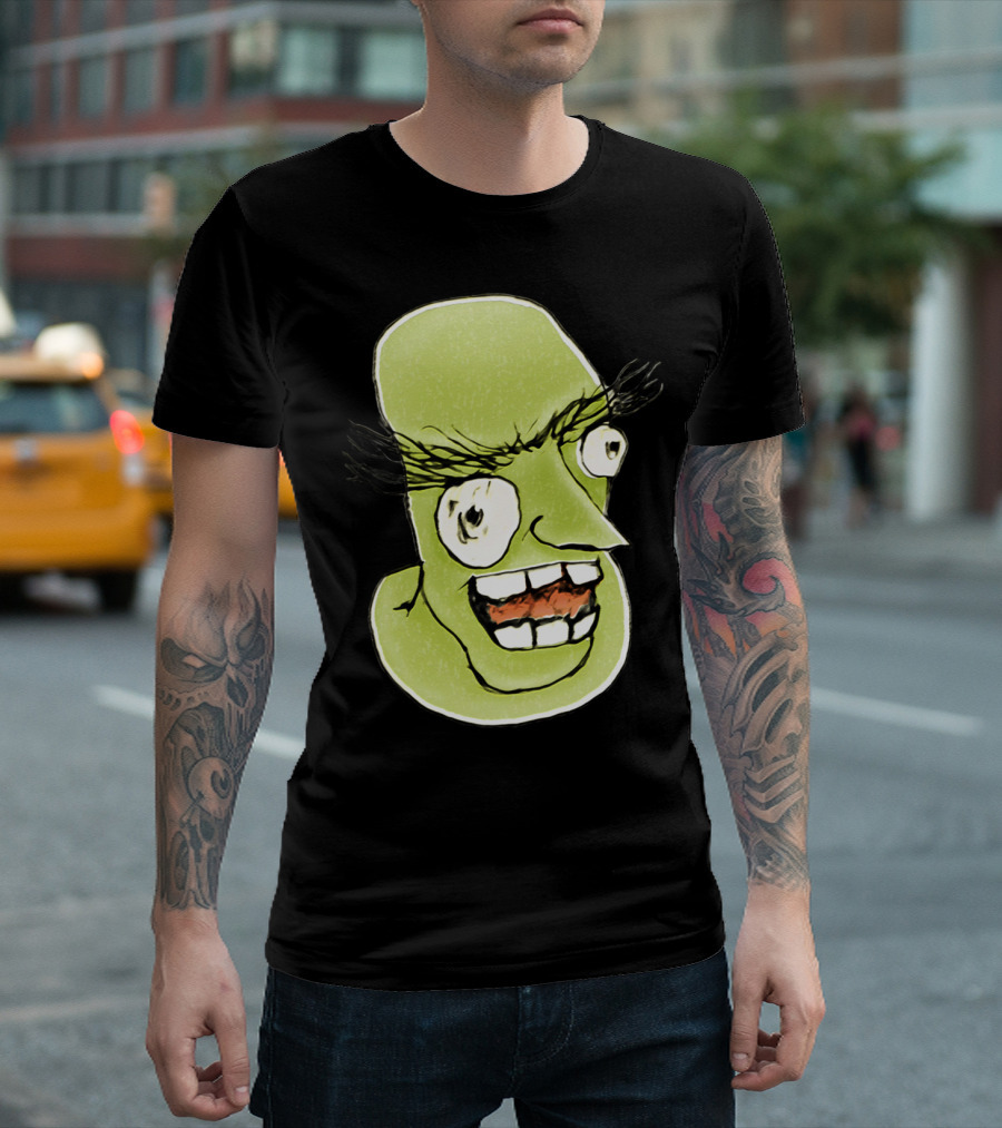 Mad Monster Man With Evil Expression Cartoon Face T-Shirt