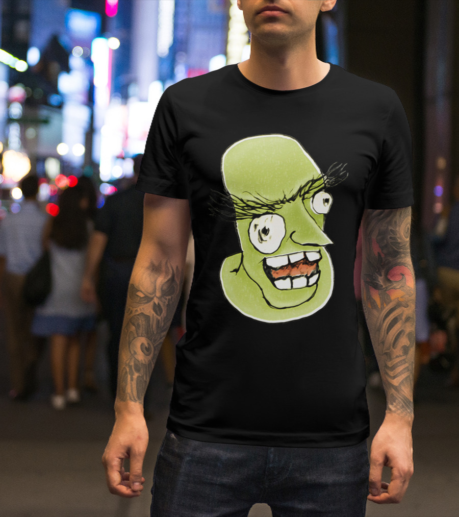 Mad Monster Man With Evil Expression Cartoon Face T-Shirt