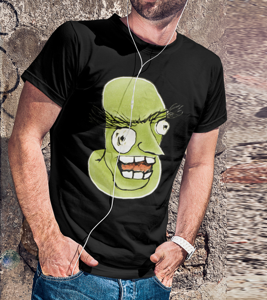 Mad Monster Man With Evil Expression Cartoon Face T-Shirt