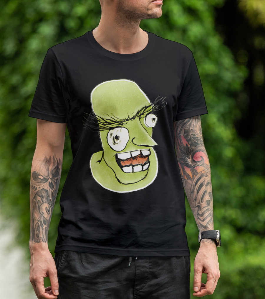 Mad Monster Man With Evil Expression Cartoon Face T-Shirt