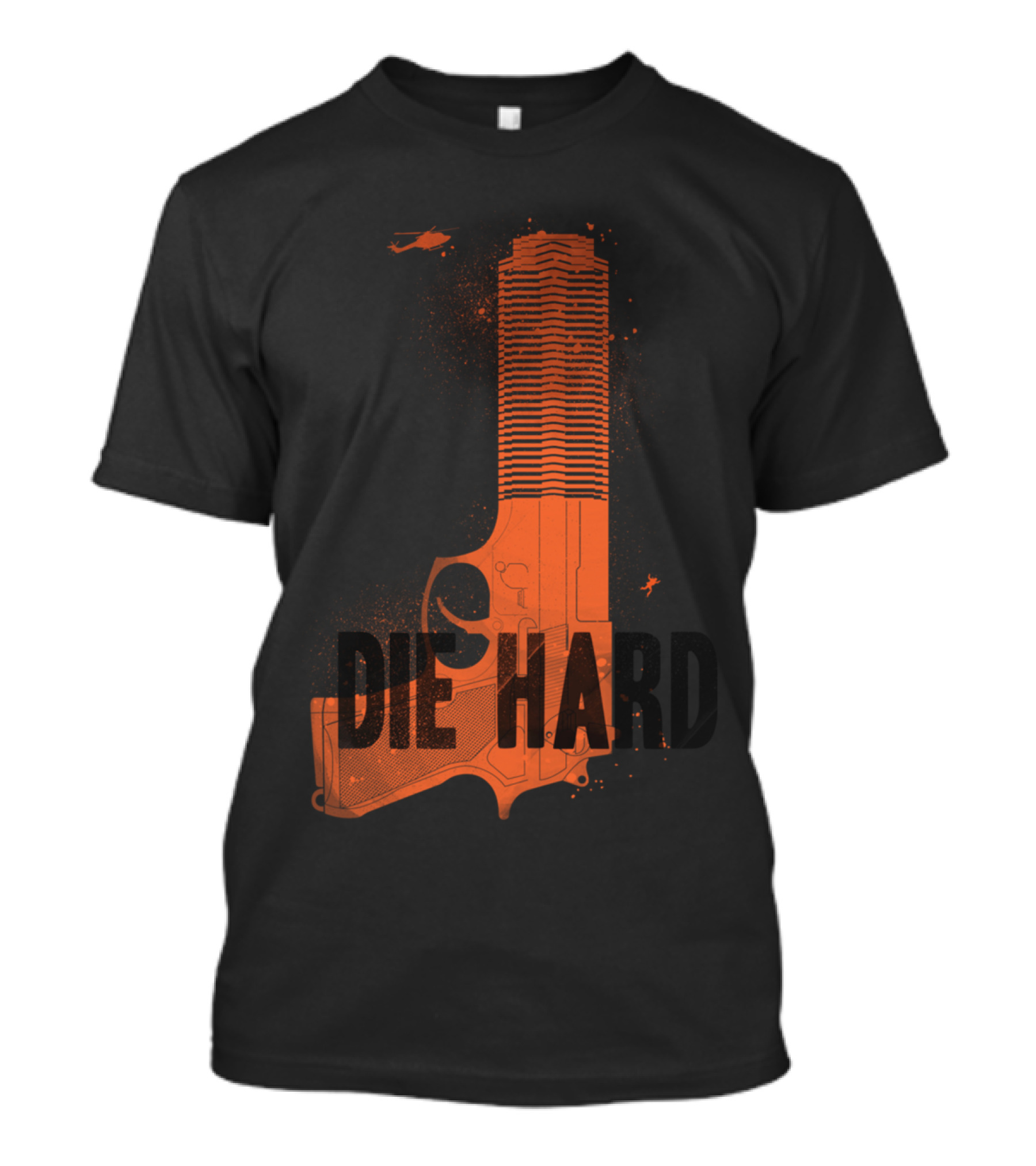 Die Hard Skyscraper Gun With Helicopter And Falling Man T-Shirt