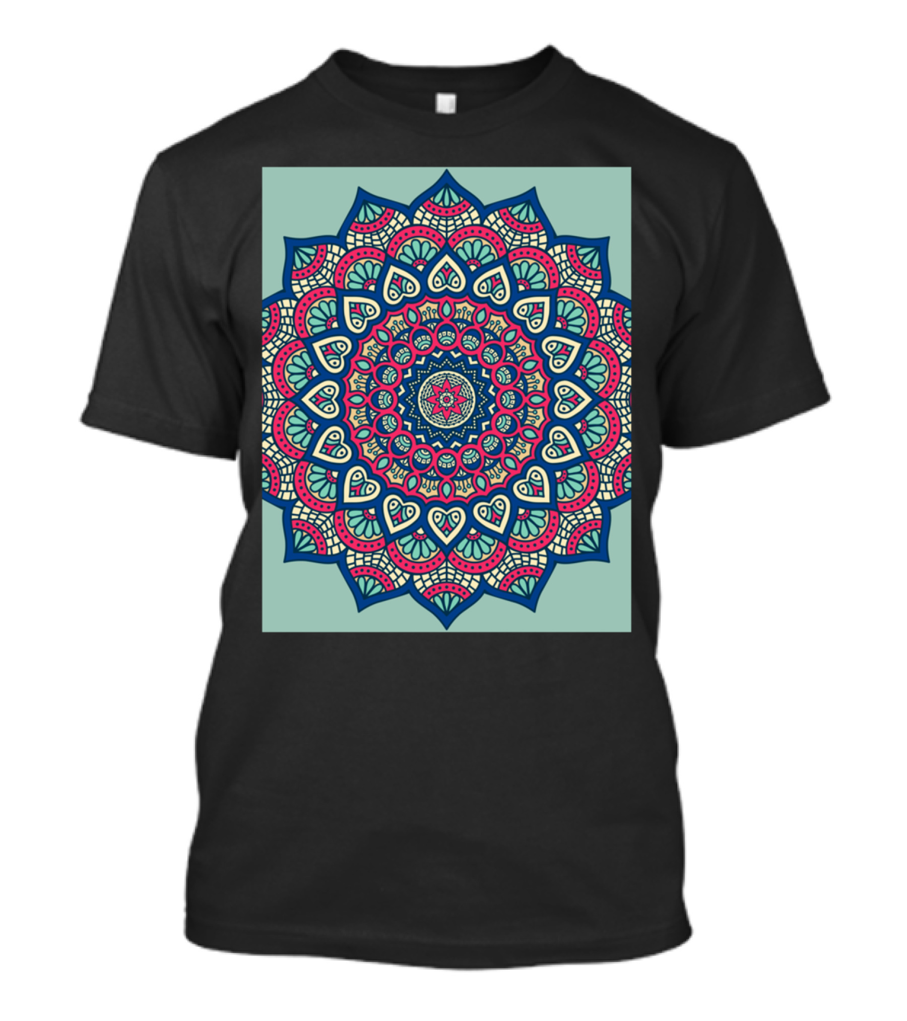 Blue Mandala Intricate Pattern Bohemian T-Shirt