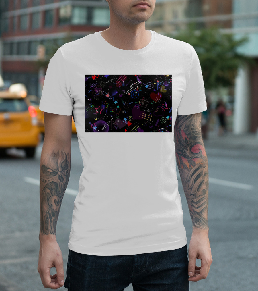 Bass Drop Phone Neon Lightning Star Heart T-Shirt