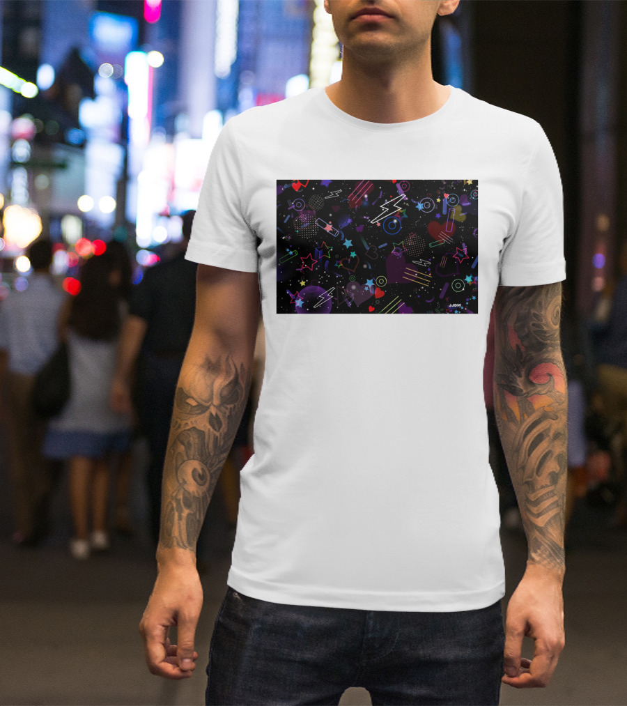 Bass Drop Phone Neon Lightning Star Heart T-Shirt