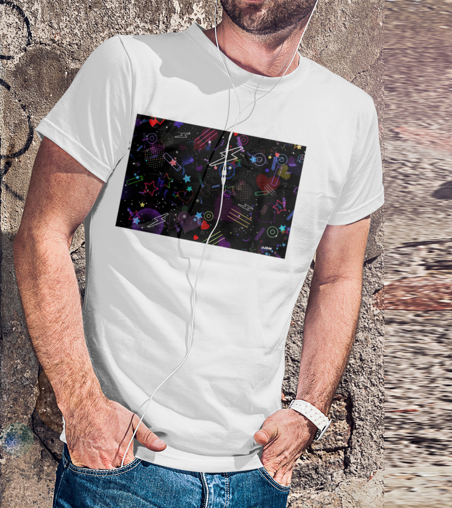 Bass Drop Phone Neon Lightning Star Heart T-Shirt
